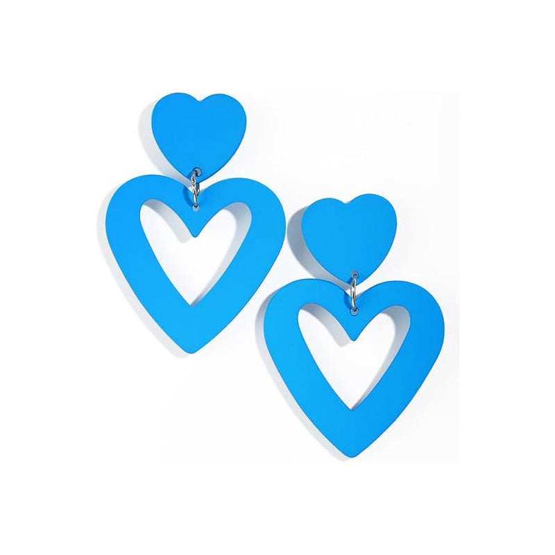 Wholesale prom party acrylic earrings water drop hollow love Valentine's day geometric love earrings